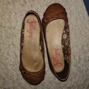 Jellypop Brown Ballet Flats with Buckle Detail